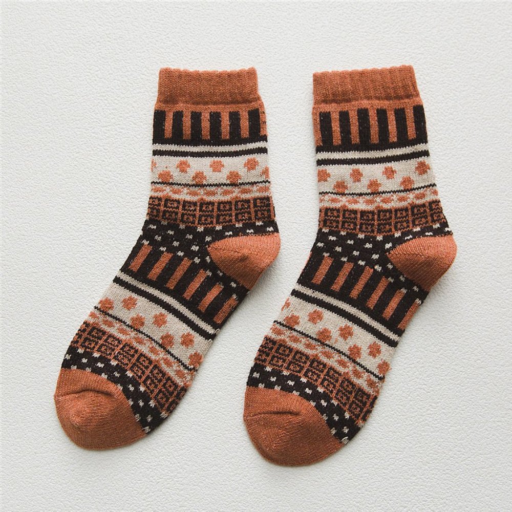 Womens 5 Pairs Vintage Style Thick Crew Socks - Picture 12 of 16